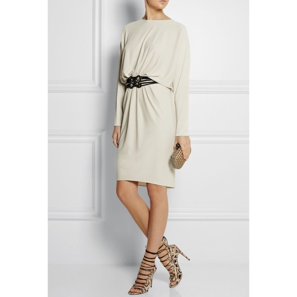 LANVIN Cream Drape Crepe Dress - Picture 2 of 9